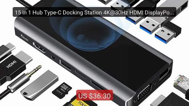 15 in 1 Hub Type-C Docking Station 4K@30Hz HDMI DisplayPort US... — Best Buy 2026 | Great Quality!