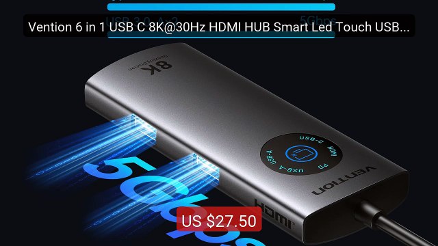 Vention 6 in 1 USB C 8K@30Hz HDMI HUB Smart Led Touch USB 3.0 ... — Best Buy 2026 | Great Quality!