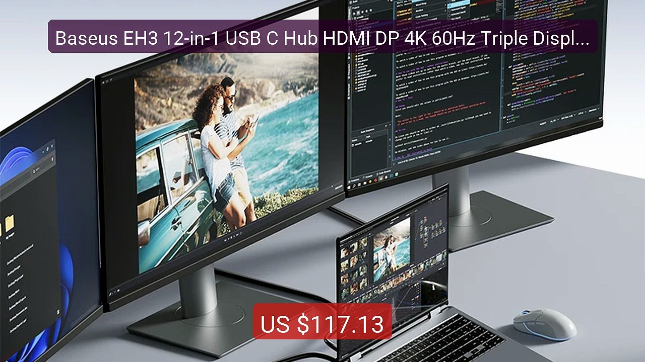 Baseus EH3 12-in-1 USB C Hub HDMI DP 4K 60Hz Triple Display 3.2 fo... — Best Deal 2026 | Shop Now!