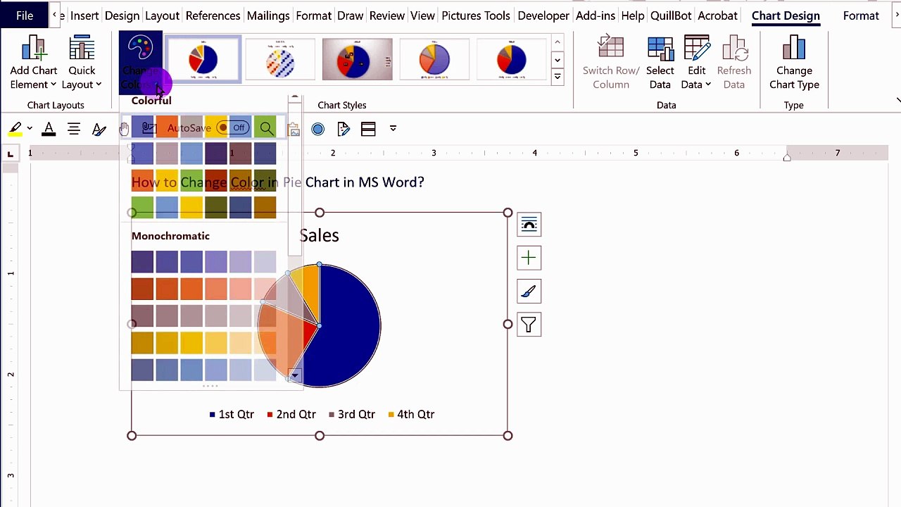 MS Word Tutorial: How to Edit Pie Chart Colors in 2 Minutes