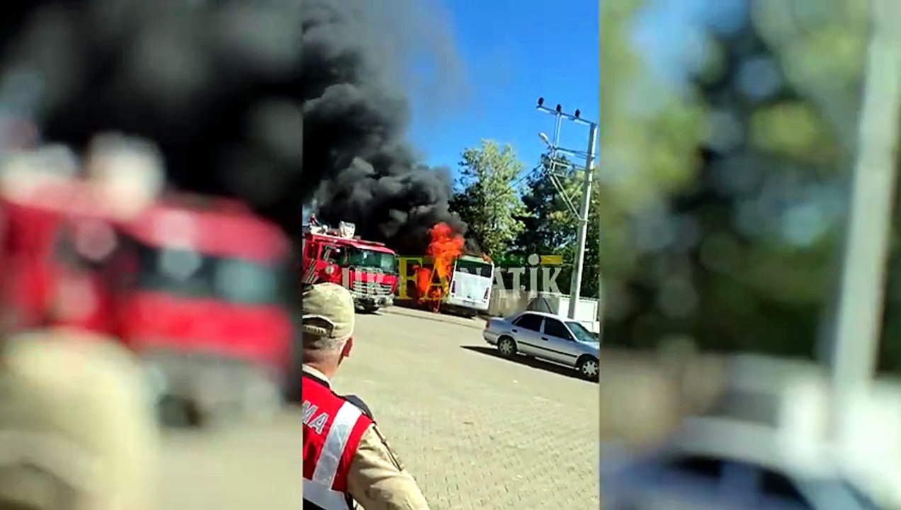 Şanlıurfa’da Park Halindeki Otobüs Alev Alev Yandı