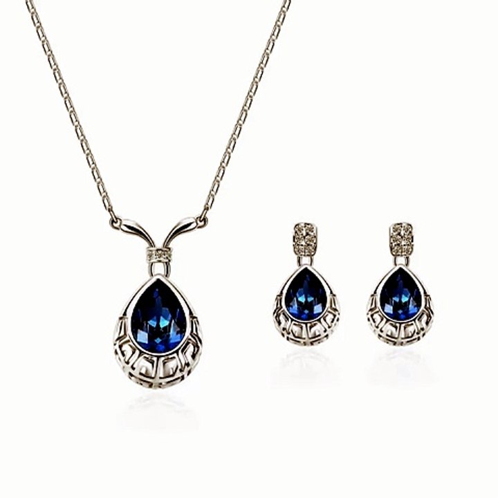Luxury Blue Zircon Necklace & Earrings Set | Elegant Women Jewelry