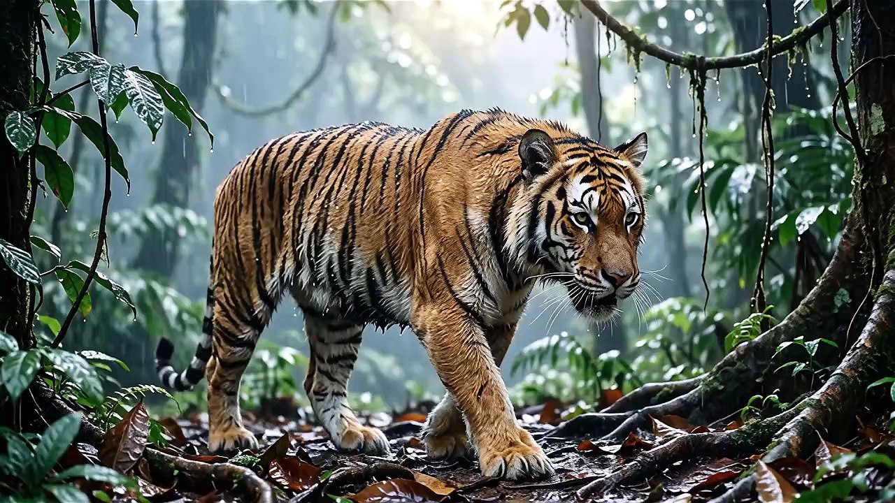 Silent Tiger Hunt in the Rainforest