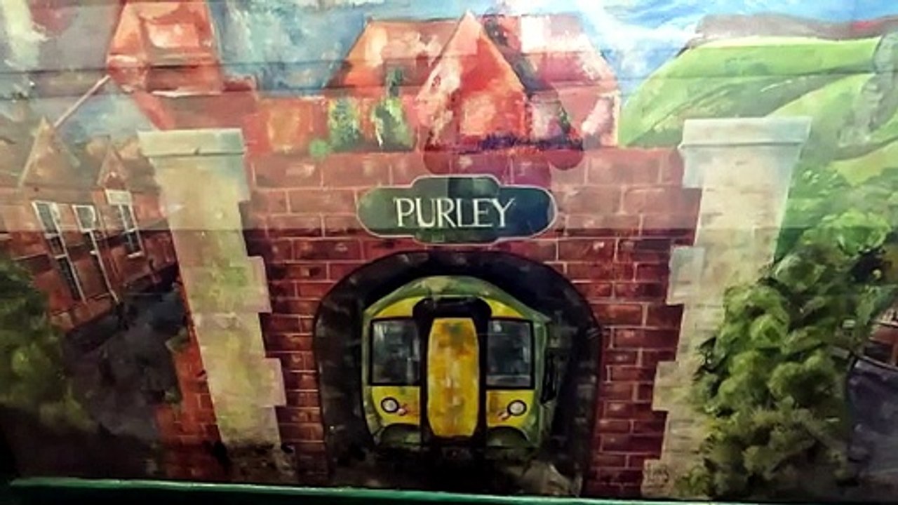 Purley station uk subway artwork of a Southern Class 377 train march 2026.