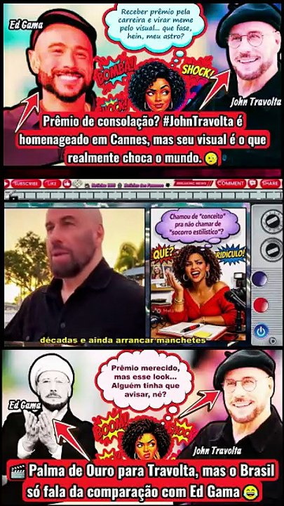 A que ponto chegou? #JohnTravolta choca Cannes, mas é #EdGama quem rouba a cena. Fim de uma era ou marketing? 🤫🔥