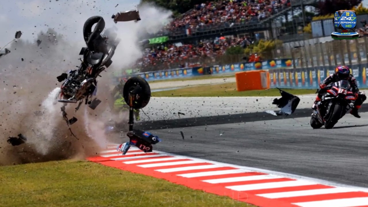 Moment MotoGP Star Alex Marquez Suffers Broken Neck after Terrifying Crash as Race is Suspended