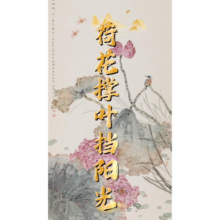 荷花撑叶挡阳光