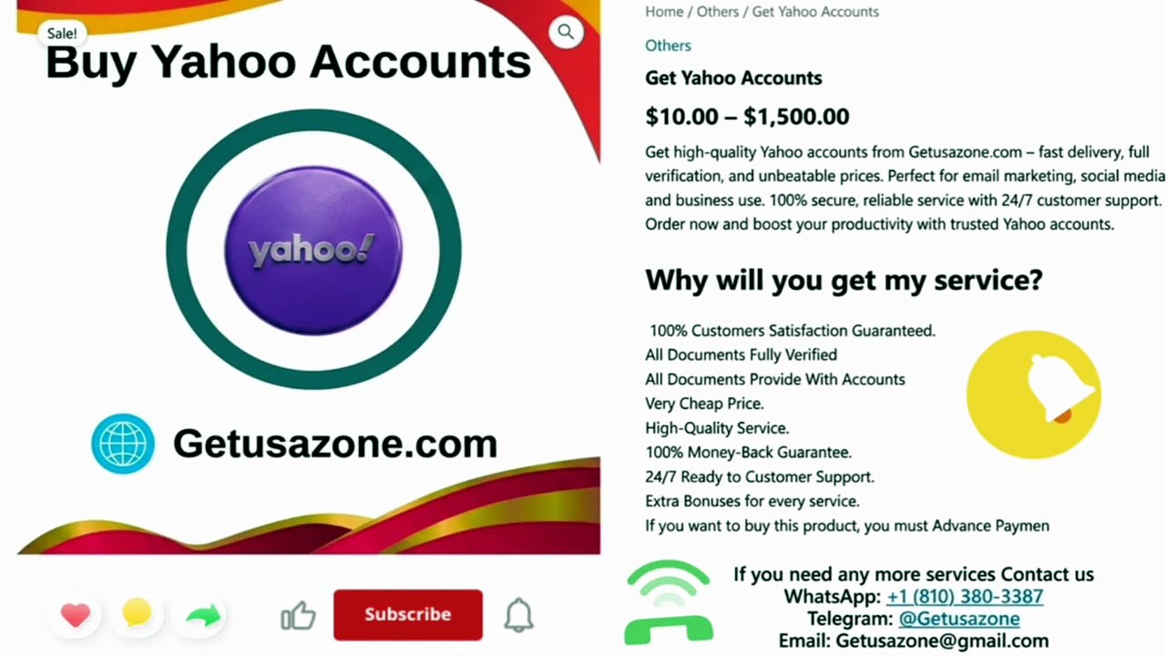 66 Easy Websites To Buy Yahoo Accounts—100% PVA......