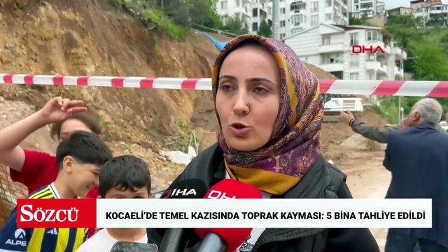 Kocaeli'de, inşaat temel kazısı sırasında toprak kayması; 5 bina tahliye edildi
