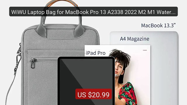 WiWU Laptop Bag for MacBook Pro 13 A2338 2022 M2 M1 Waterproof Shou... Top Rated 2026 | Buy Now!