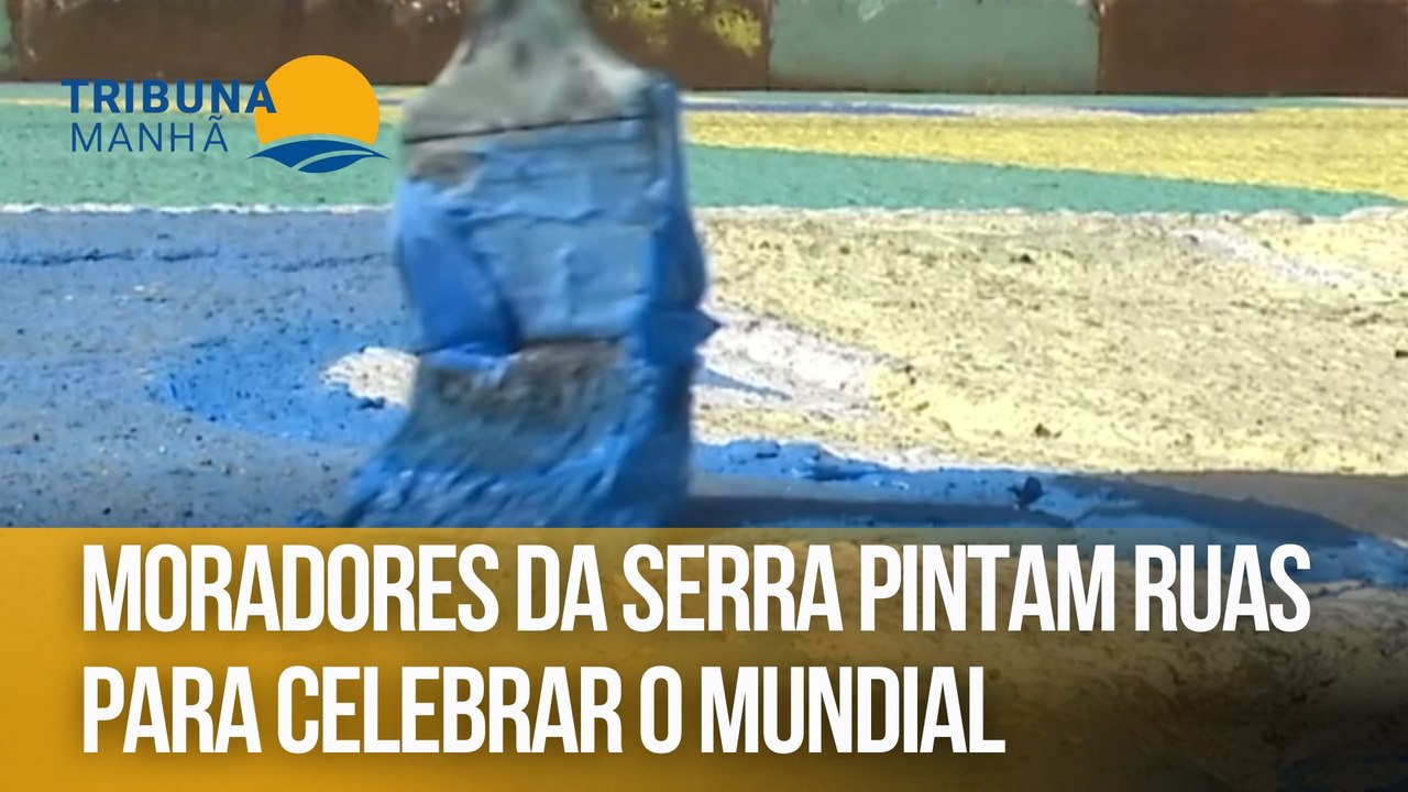 Moradores da Serra pintam ruas para celebrar o Mundial