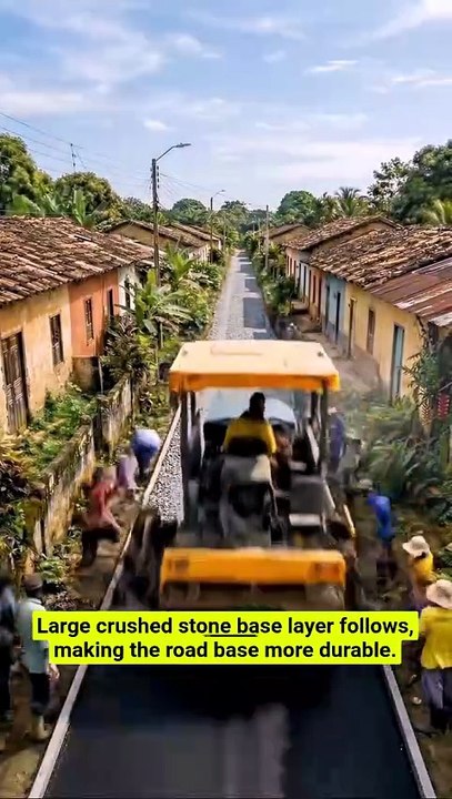 Village mud road to smooth asphalt—every professional step explained! 🚧⚙️ #RoadConstruction #Engineering