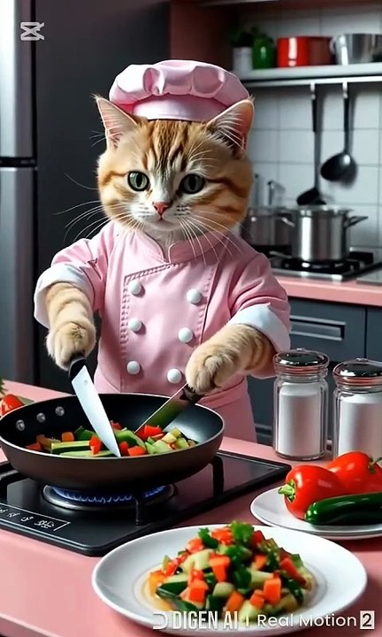 Cat Chef Cooking 😺🍳🌹  Full Chef Kit & Rose Theme Kitchen