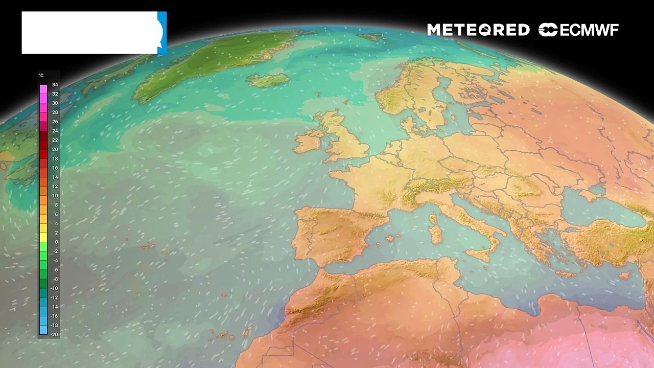 Die Temperaturen in 850 hPa steigen im Verlauf der Woche deutlich an und erreichen von zunächst mäßig warmer Luft zunehmend sommerliche Werte durch heranströmende subtropische Luftmassen.