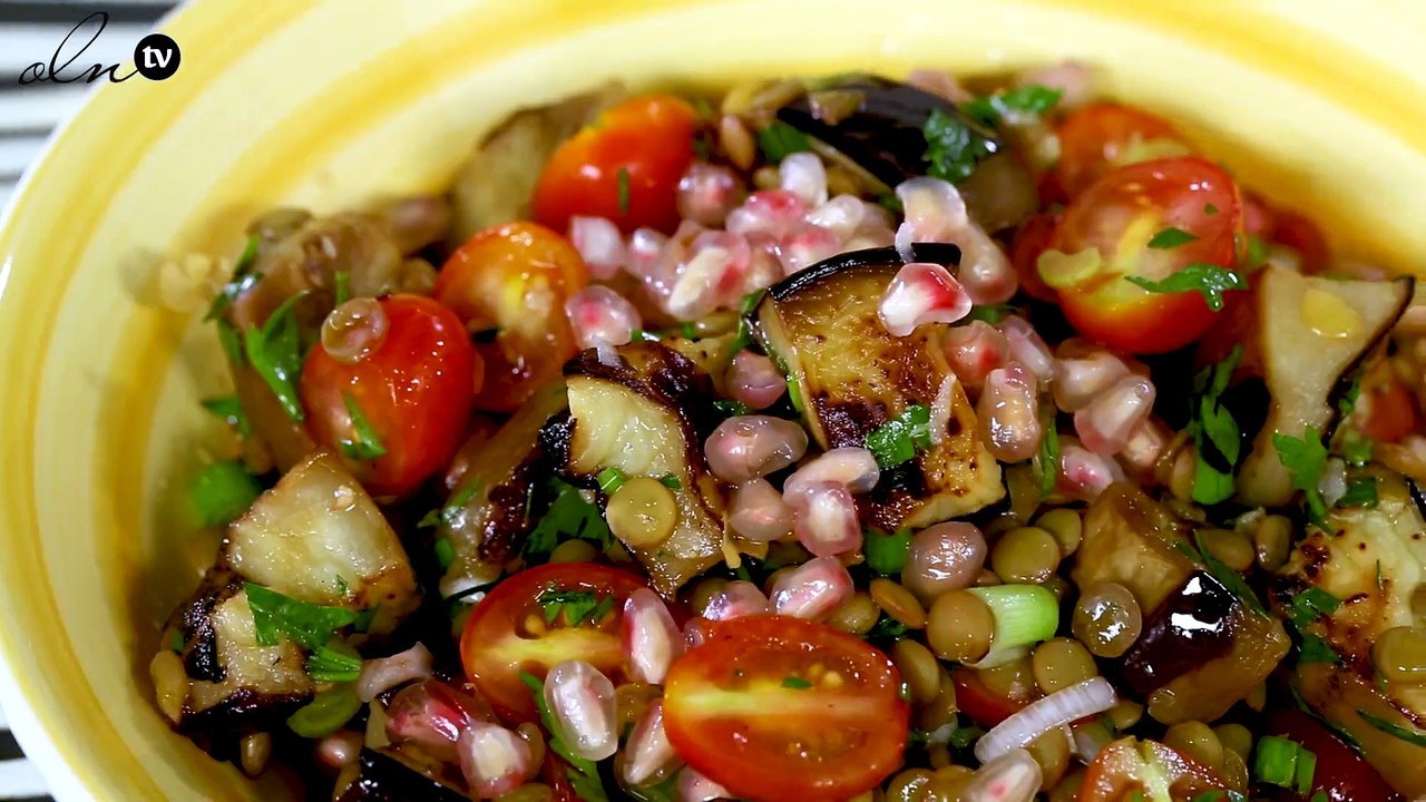 طريقة عمل سلطة العدس و الباذنجان من الشيف ليلى