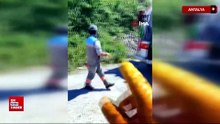 Alanya’da temizlik işçisi çöp konteynerinde kaplumbağa buldu