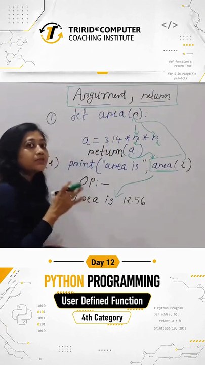 Day 12 Python Programming at TCCI -  Userdefined Function 4th Category