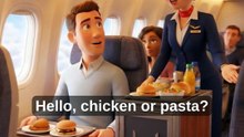 CHICKEN OR PASTA? 😳 Airplane English Conversation #shorts