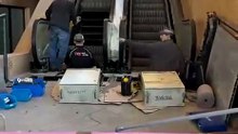 Las escaleras del Miradero en pruebas para su futuro funcionamiento.