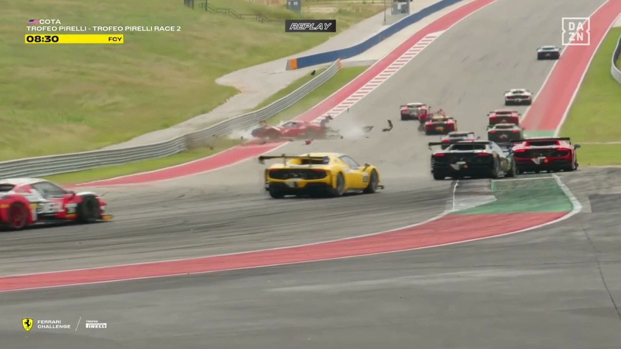 Ferrari Challenge North America Trofeo Pirelli 2026 Austin Race 2 Restart Clarke Big Crash