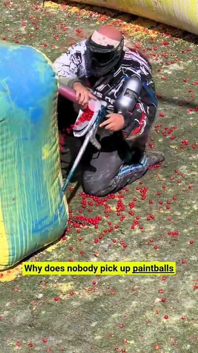 Nobody picks up fallen paintballs—the real reason will surprise you! 🎯⚡ #Paintball #GamingFacts