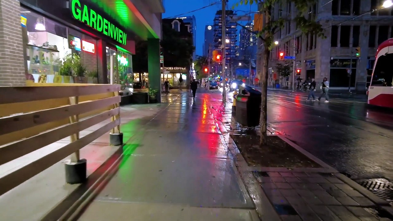 Rain‑Soaked Night Streets of Toronto | Real Canadian City Atmosphere
