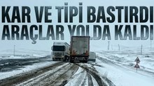 Ardahan’da Kar Yağışı Tırları Yolda Bıraktı