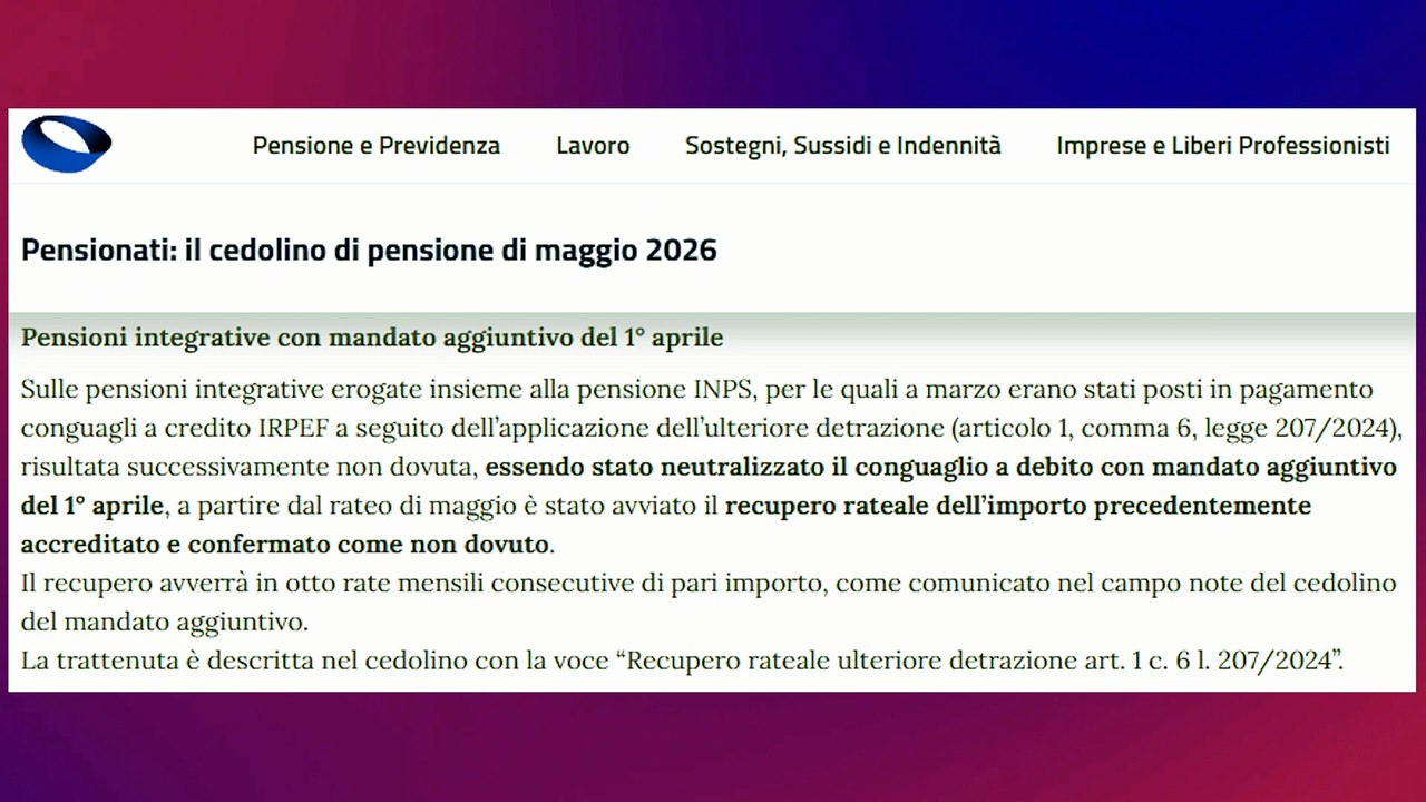 PENSIONI GIUGNO 2026: Cedolino online! Date, Trattenute e Pagamenti INPS