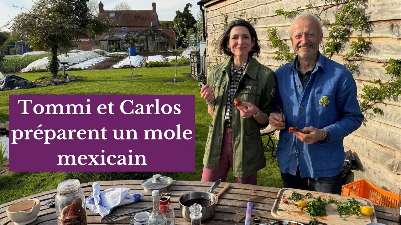 Asperges et brocoli violet grillés au barbecue avec sauce mole mexicaine – par Thomasina Miers