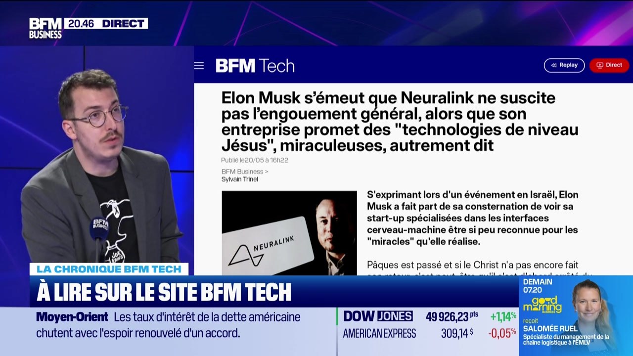 À lire sur le site Tech&Co : Elon Musk s'émeut que Neuralink ne suscite pas l'engouement général, alors que son entreprise promet des "technologies de niveau Jésus", miraculeuses, autrement dit, par Sylvain Trinel - 20/05