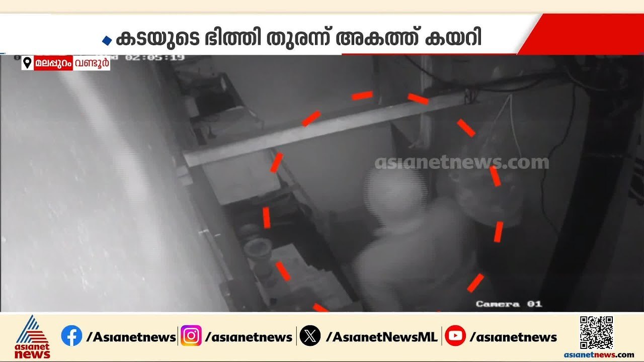 മലപ്പുറം വണ്ടൂരിൽ വെള്ളിയാഭരണ കടയിൽ മോഷണം; 2 കി...