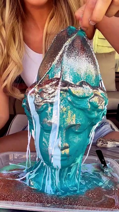 Statue transformed with color