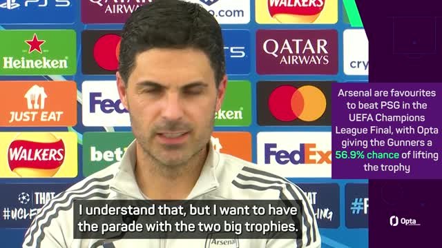 'I want two big trophies' - Arteta targets UCL success