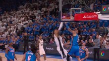 Wembanyama rebounds his own shot with a dunk