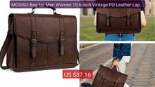 MOSISO Bag for Men Women 15.6 inch Vintage PU Leather Laptop S... -- Best Buy 2026 | Great Quality!