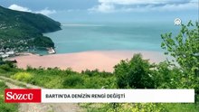 Bartın'da derelerden taşınan çamurlu su denizin rengini değiştirdi