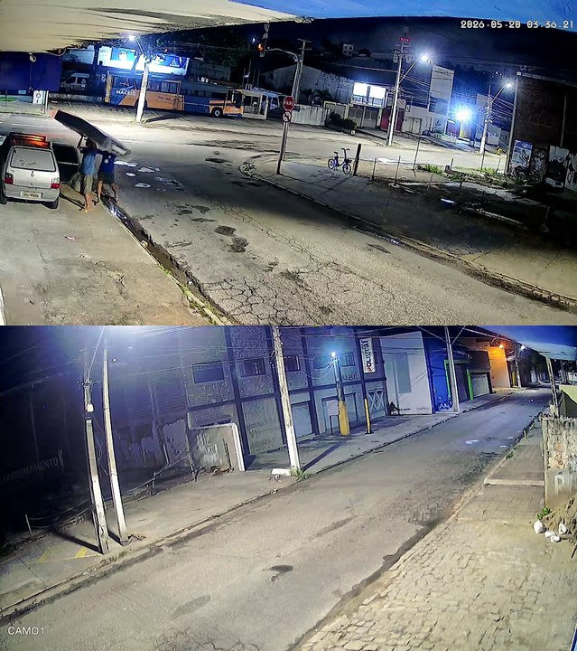 Vídeo mostra suspeitos de furto na frente de loja, no Poço