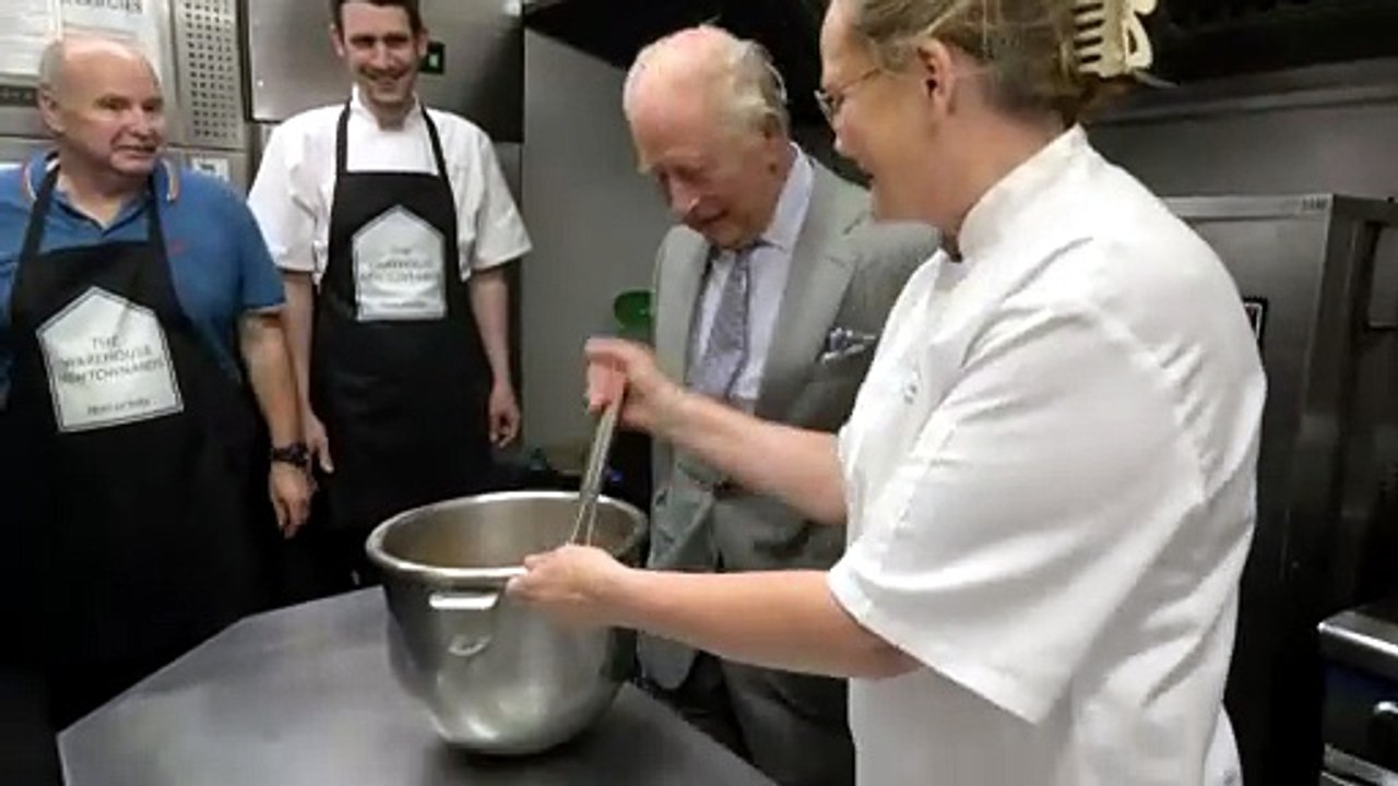 His Majesty shows off his culinary skills in the kitchen