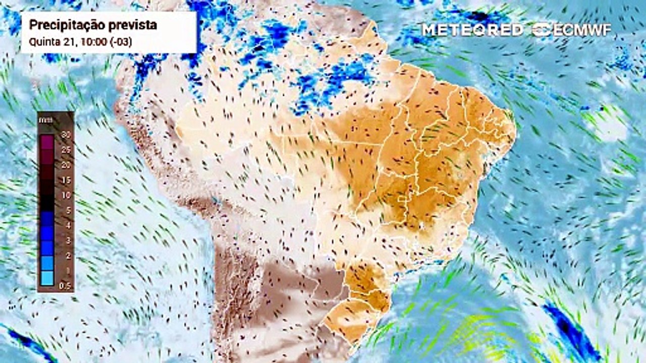 Quinta-feira, 21 de maio: Chuva, nebulosidade e vento