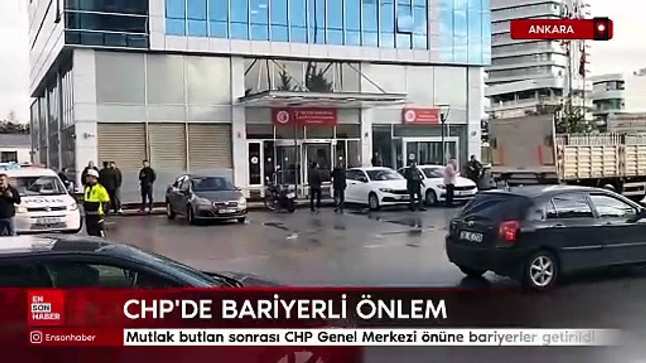 Mutlak butlan sonrası CHP Genel Merkezi önüne bariyerler getirildi