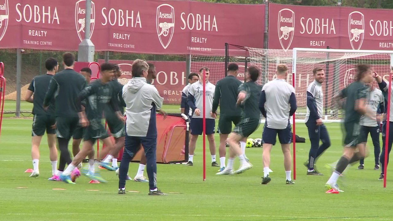 Arsenal training as part of UEFA champions league media day