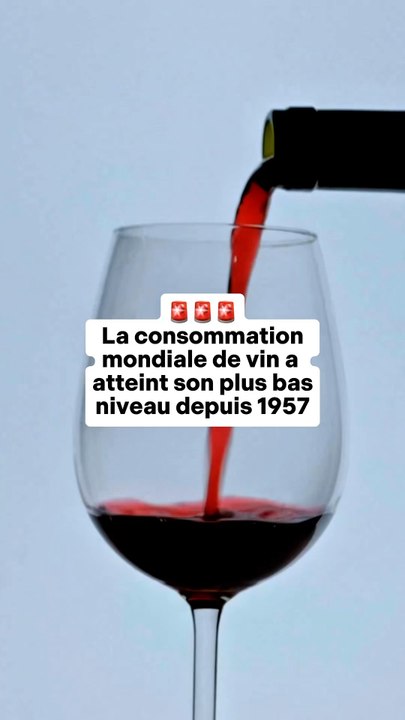 🚨 La consommation mondiale de vin atteint son plus bas niveau depuis 1957Sources : Le Monde, OIV