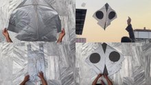 How to Make a Giant Plastic Bag Kite | DIY Homemade Kite Making & Flying