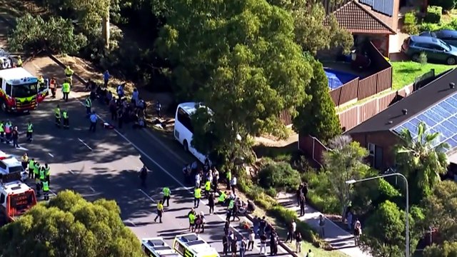A school bus carrying dozens of students crashes in Sydney’s West