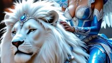 "The Frost Queen’s Guardian ❄️🦁"