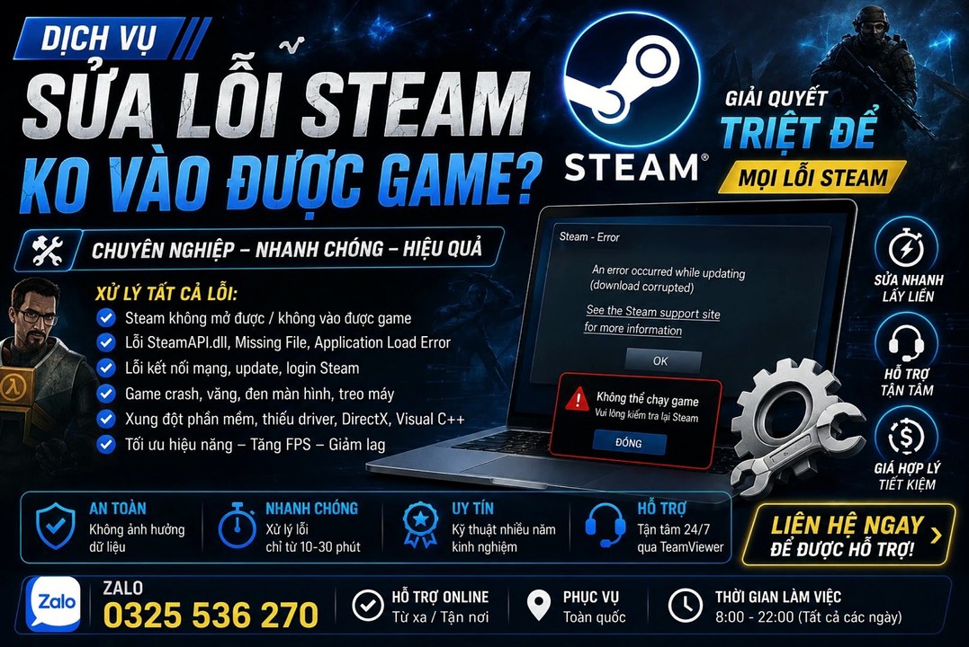 FIX LỖI STEAM KHÔNG VÀO ĐƯỢC GAME – NHẤN PLAY KHÔNG CHẠY + TỐI ƯU PC CHƠI GAME MƯỢT