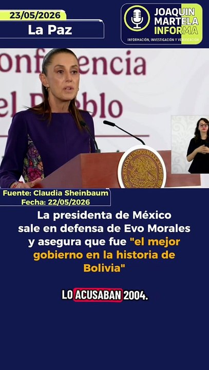 y asegura que fue "el mejor gobierno en la historia de Bolivia"