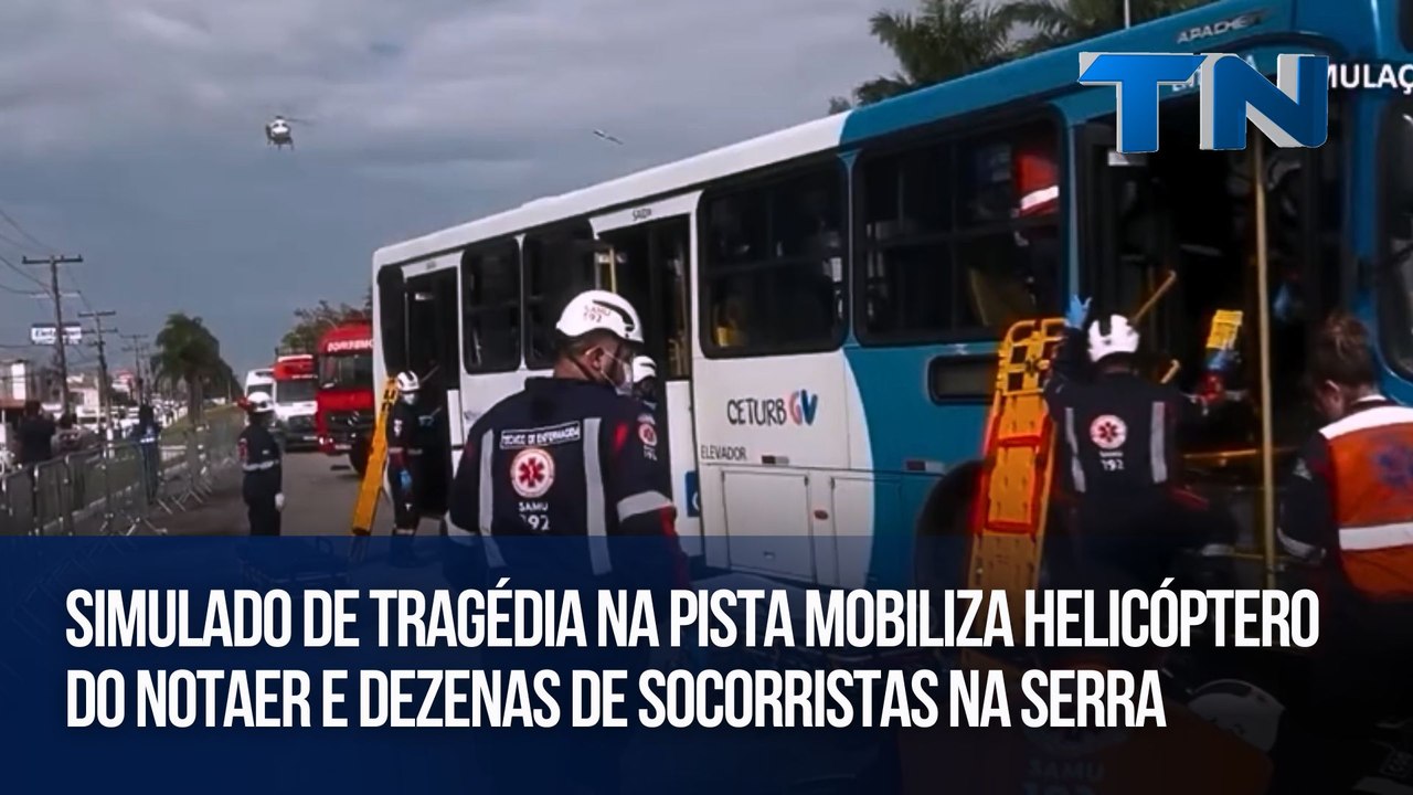 Simulado de tragédia na pista mobiliza helicóptero do Notaer e dezenas de socorristas na Serra