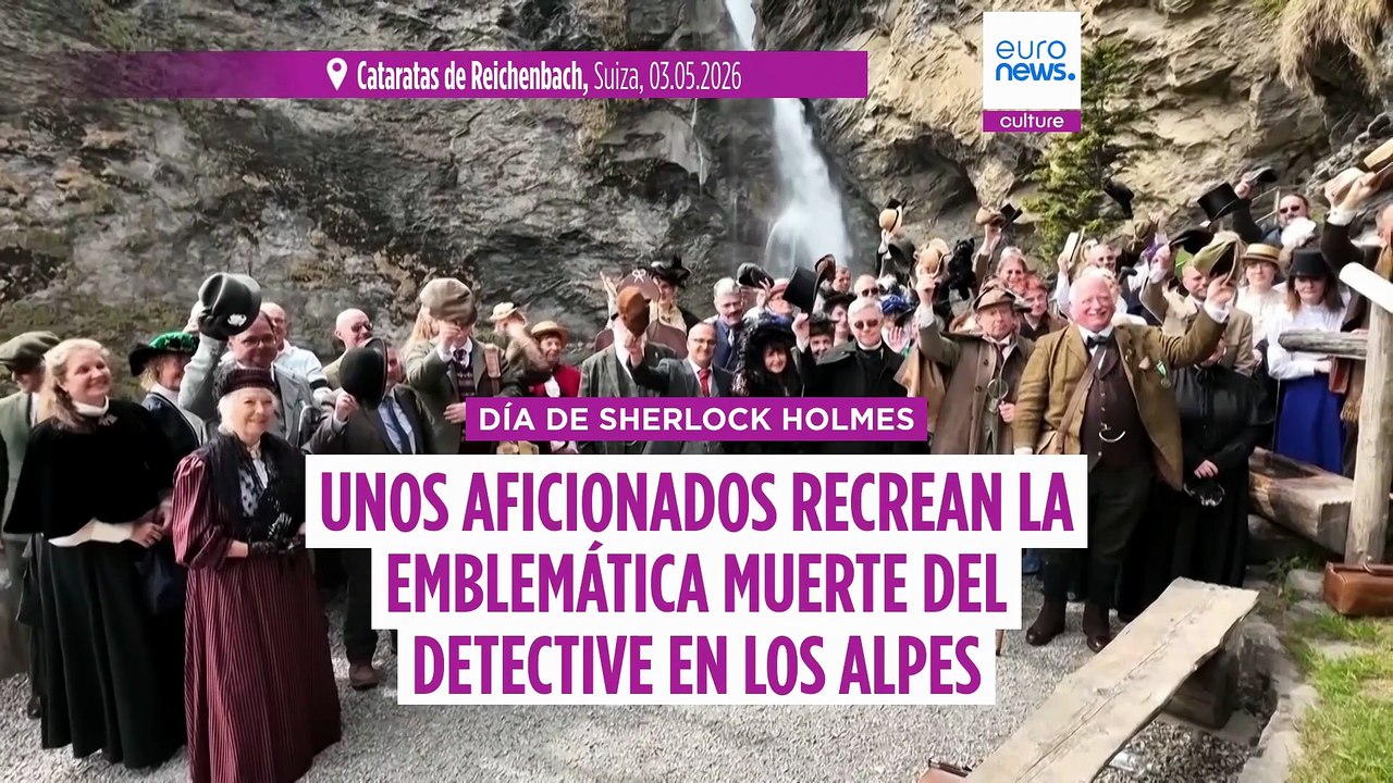 Recrean la icónica muerte del Sherlock Holmes en los Alpes suizos