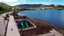 Almus Barajı taştı taştı, baraj kenarındaki oyun parkı ve otopark sular altında kaldı